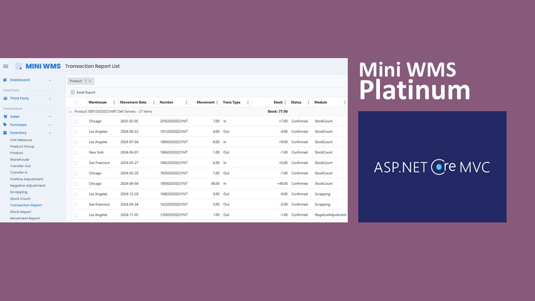 Mini WMS Platinum - ASP.NET Core MVC 9.x