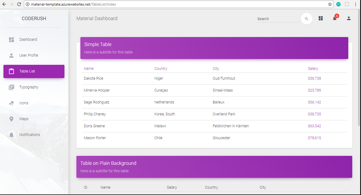Material Template in ASP.NET Core 5.x.x MVC – INDOTALENT STORE