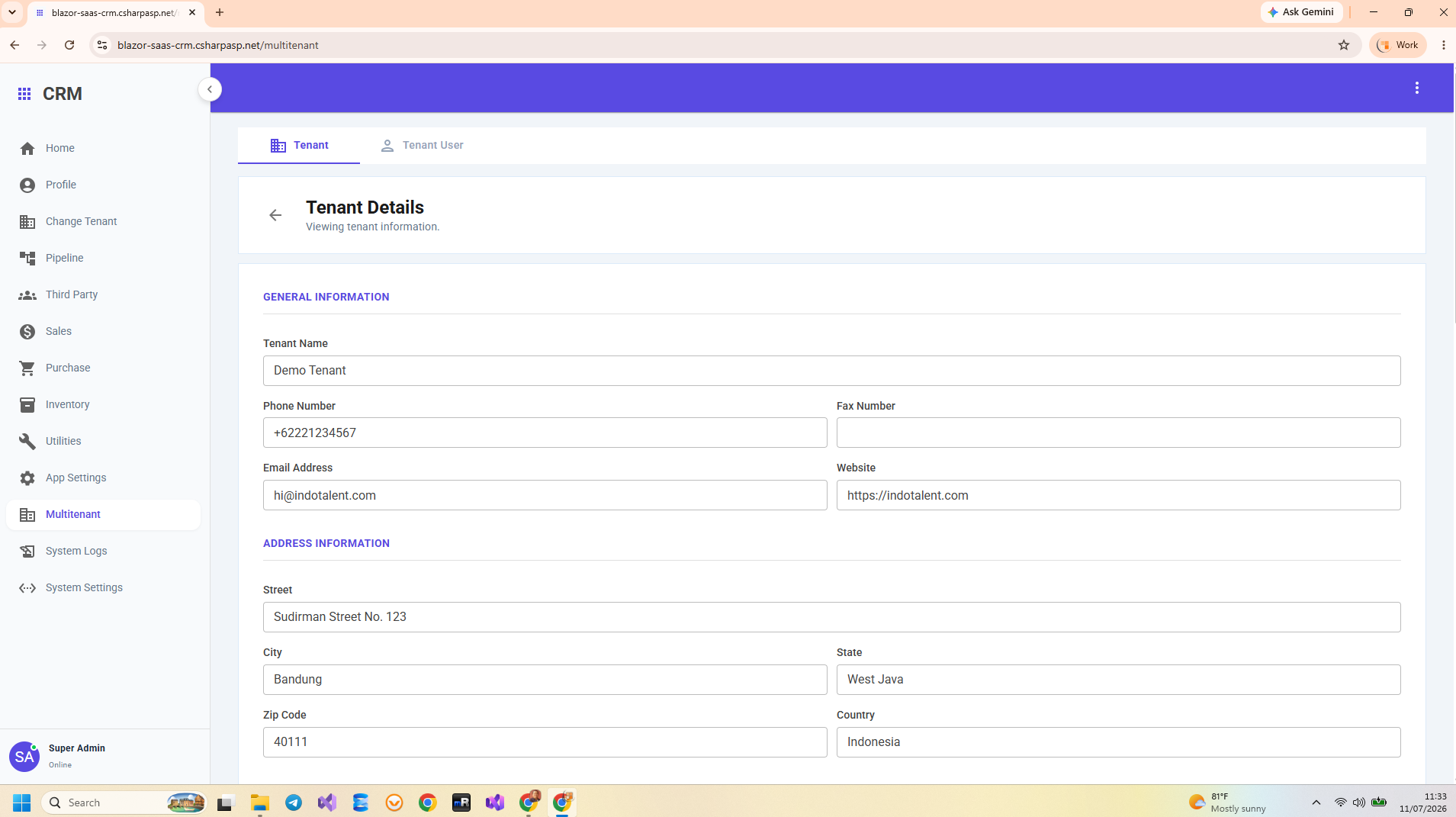 Blazor CRM Multi-Tenant Reporting & Analytics