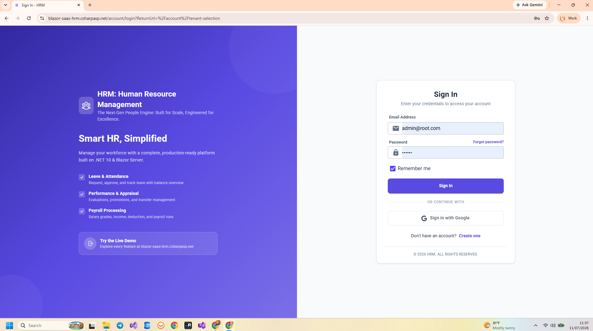 Blazor HRM Multi-Tenant Employee Management