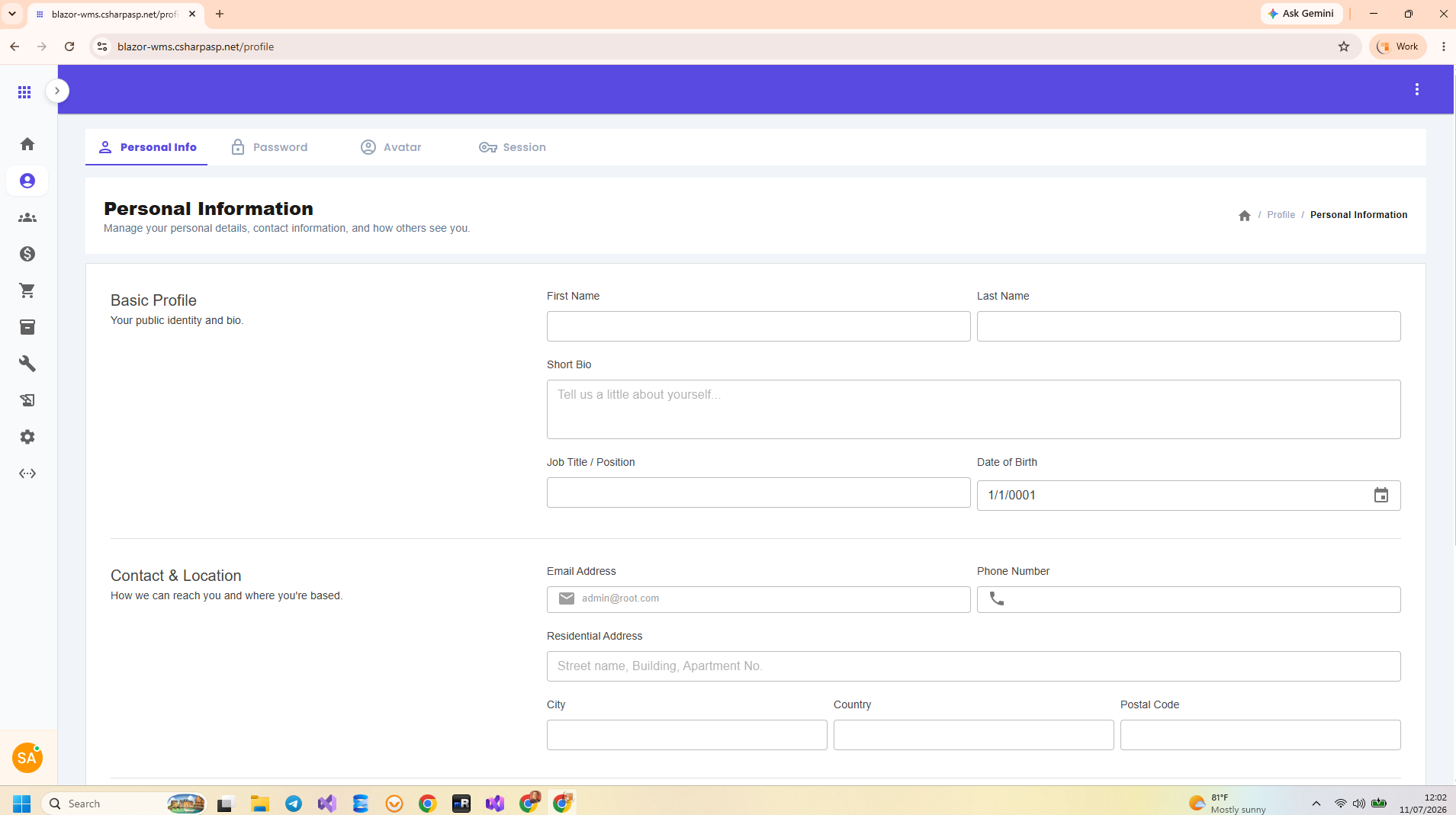 Blazor WMS Data Management