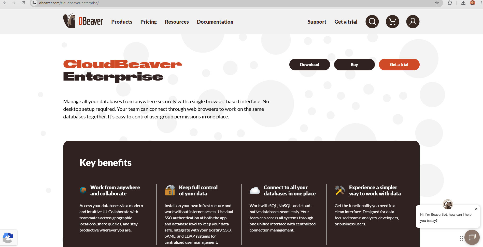 CloudBeaver landing page